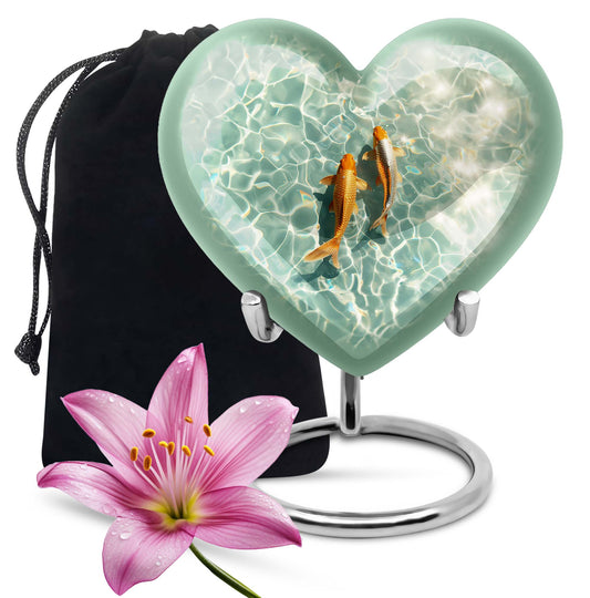 heart-shaped gold fish Urn for cremation