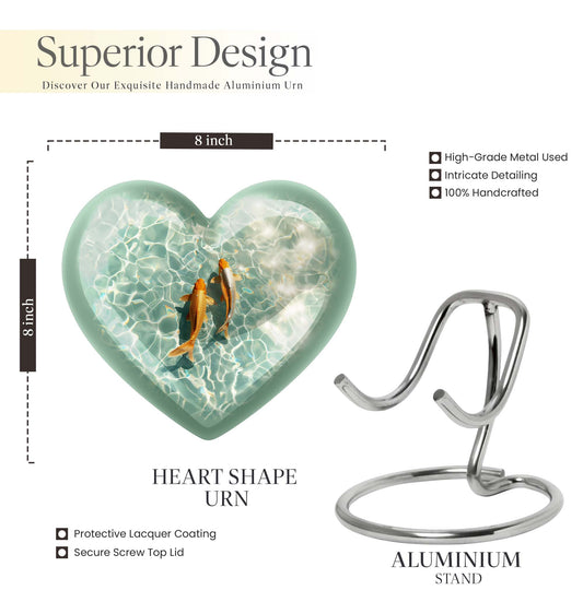 heart-shaped gold fish Urn for cremation