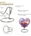 Heart-shaped memorial urn with white dove symbol, purple aluminium urn for ashes