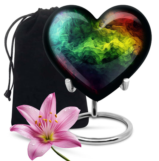 10-inch abstract heart urn with butterfly design for adult ashes