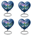 Heart-shaped Aurora Borealis Urn for cremation ashes, butterfly-themed with personal engraving