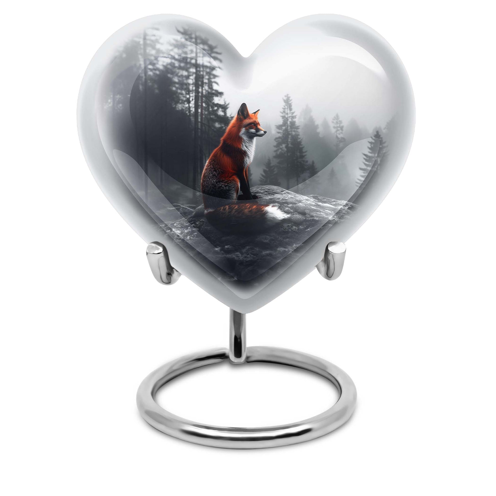 fox-themed heart urn