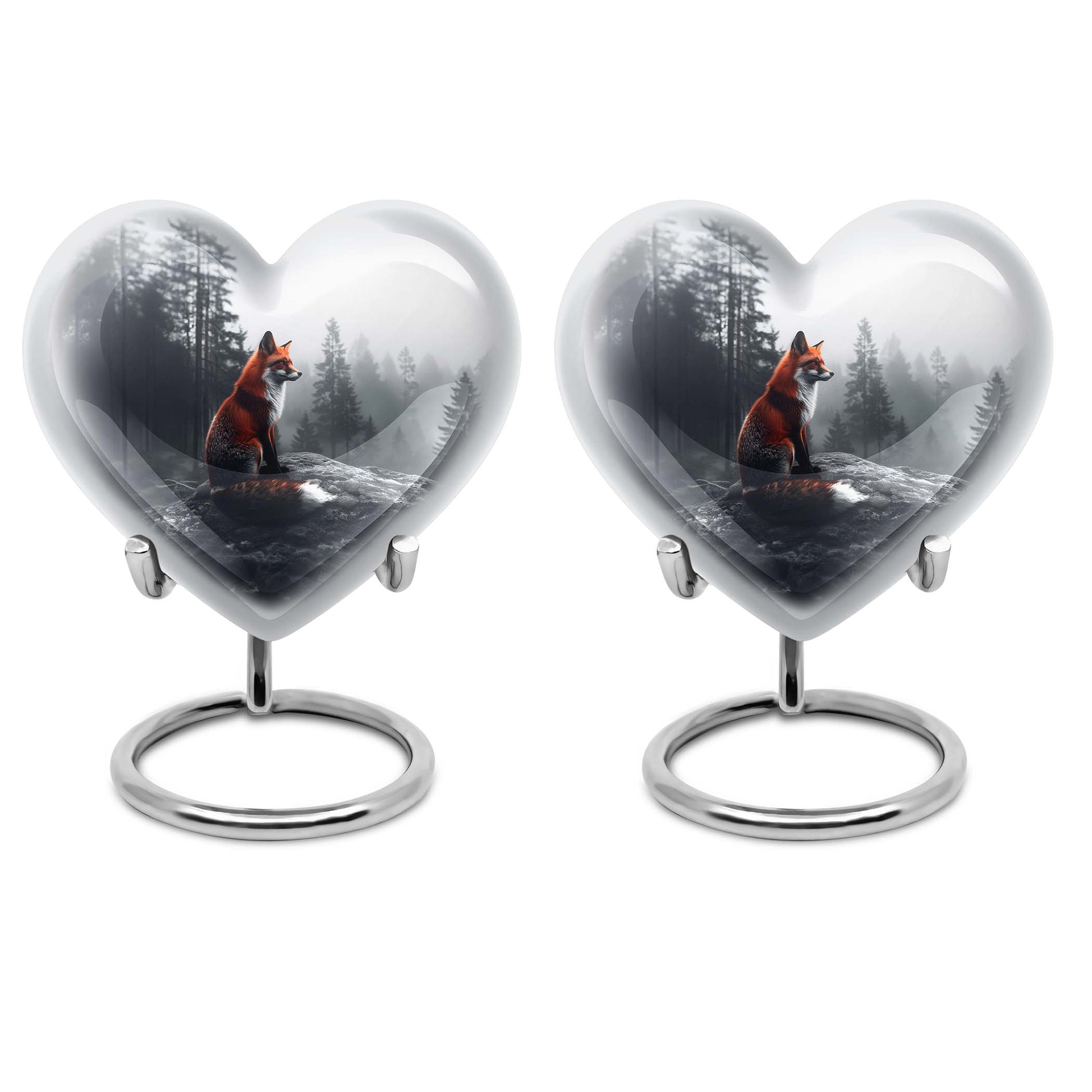 fox-themed heart urn