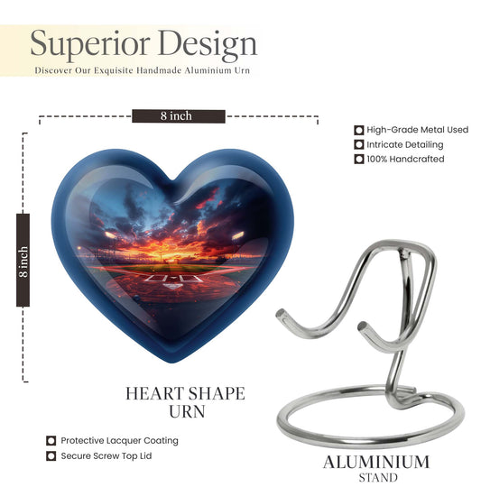 10-inch Heart Urn themed with butterfly, aluminium baseball urn for adult ashes