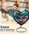 10 Inch heart-shaped baseball cremation urn with butterfly theme and personalization option