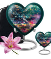 10 Inch heart-shaped baseball cremation urn with butterfly theme and personalization option