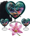 10 Inch heart-shaped baseball cremation urn with butterfly theme and personalization option