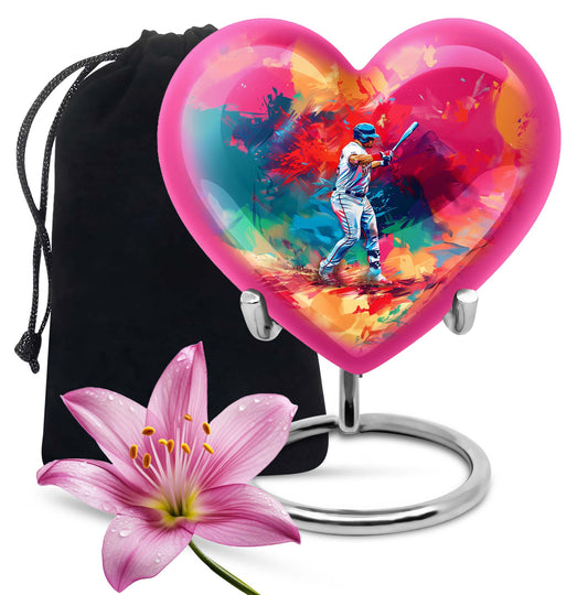 heart-shaped baseball urn