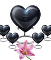 10-inch Aurora Borealis themed heart-shaped cross urn made of aluminium for ashes, comes with velvet pouch.