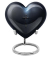 10-inch Aurora Borealis themed heart-shaped cross urn made of aluminium for ashes, comes with velvet pouch.