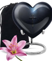 10-inch Aurora Borealis themed heart-shaped cross urn made of aluminium for ashes, comes with velvet pouch.