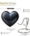 10-inch Aurora Borealis themed heart-shaped cross urn made of aluminium for ashes, comes with velvet pouch.