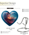 10-inch Heart Designed Aurora Borealis themed Cross Urn for cremation dad ashes