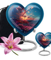 10-inch Heart Designed Aurora Borealis themed Cross Urn for cremation dad ashes