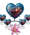 10-inch Heart-shaped Aurora Borealis themed cross urn