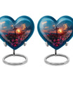 10-inch Heart-shaped Aurora Borealis themed cross urn