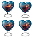 10-inch Heart-shaped Aurora Borealis themed cross urn