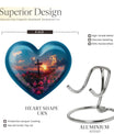 10-inch Heart-shaped Aurora Borealis themed cross urn