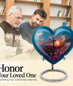 10-inch Heart-shaped Aurora Borealis themed cross urn