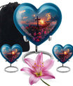 10-inch Heart-shaped Aurora Borealis themed cross urn