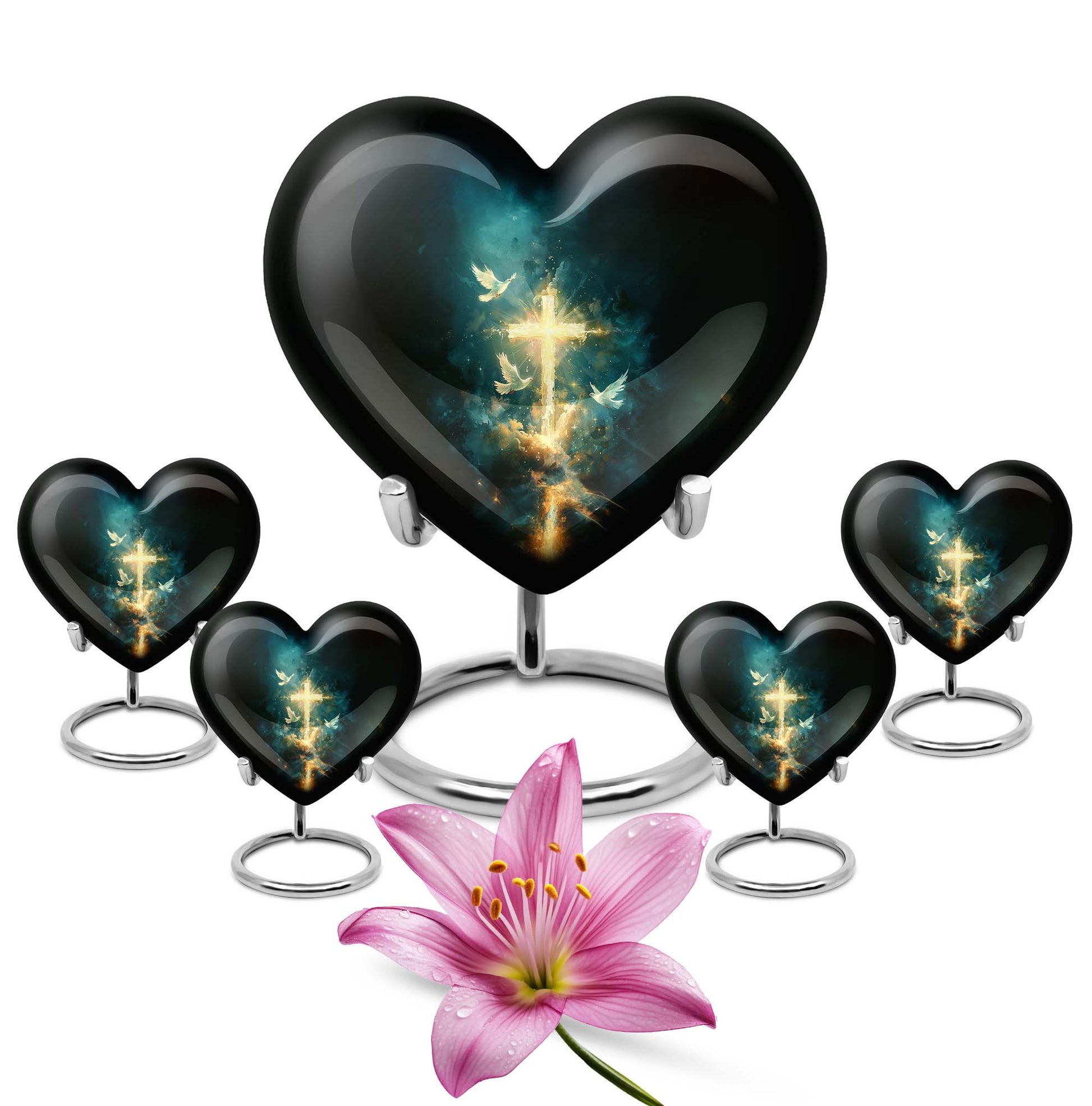 heart Urn featuring Aurora Borealis 