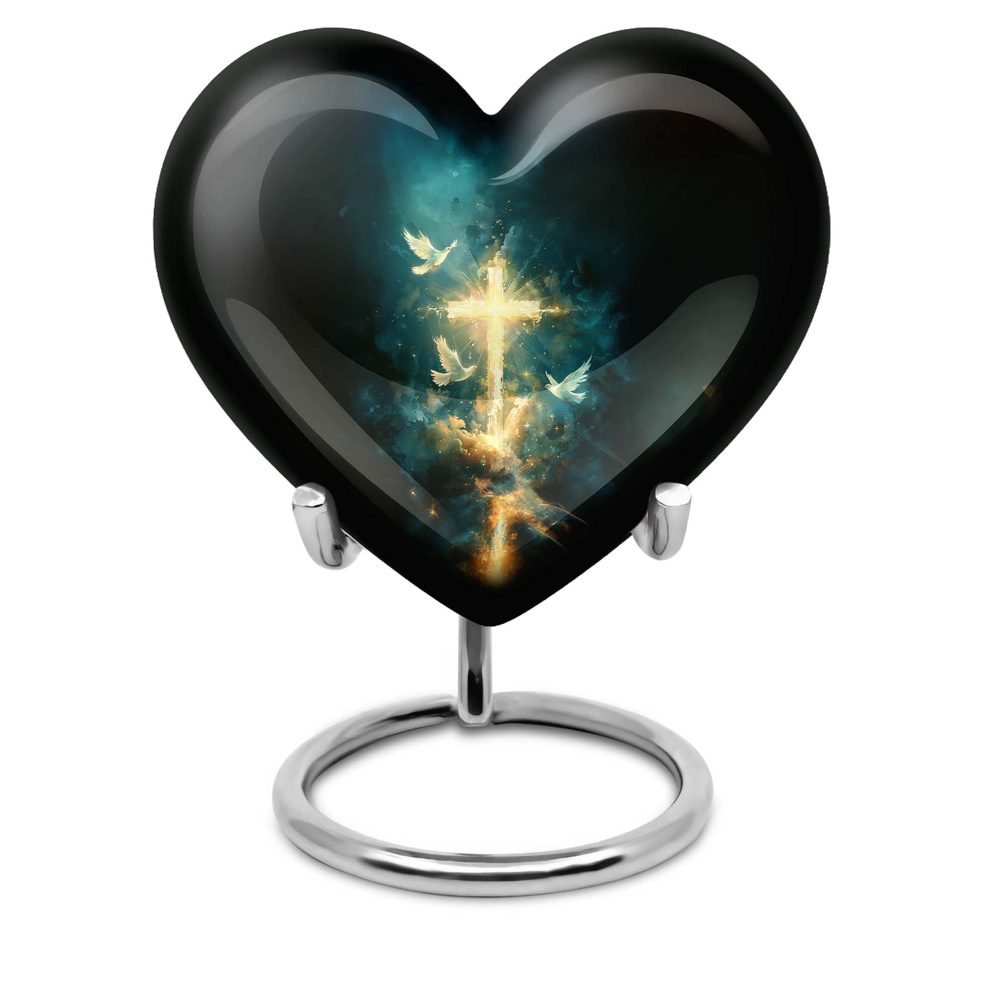 heart Urn featuring Aurora Borealis 