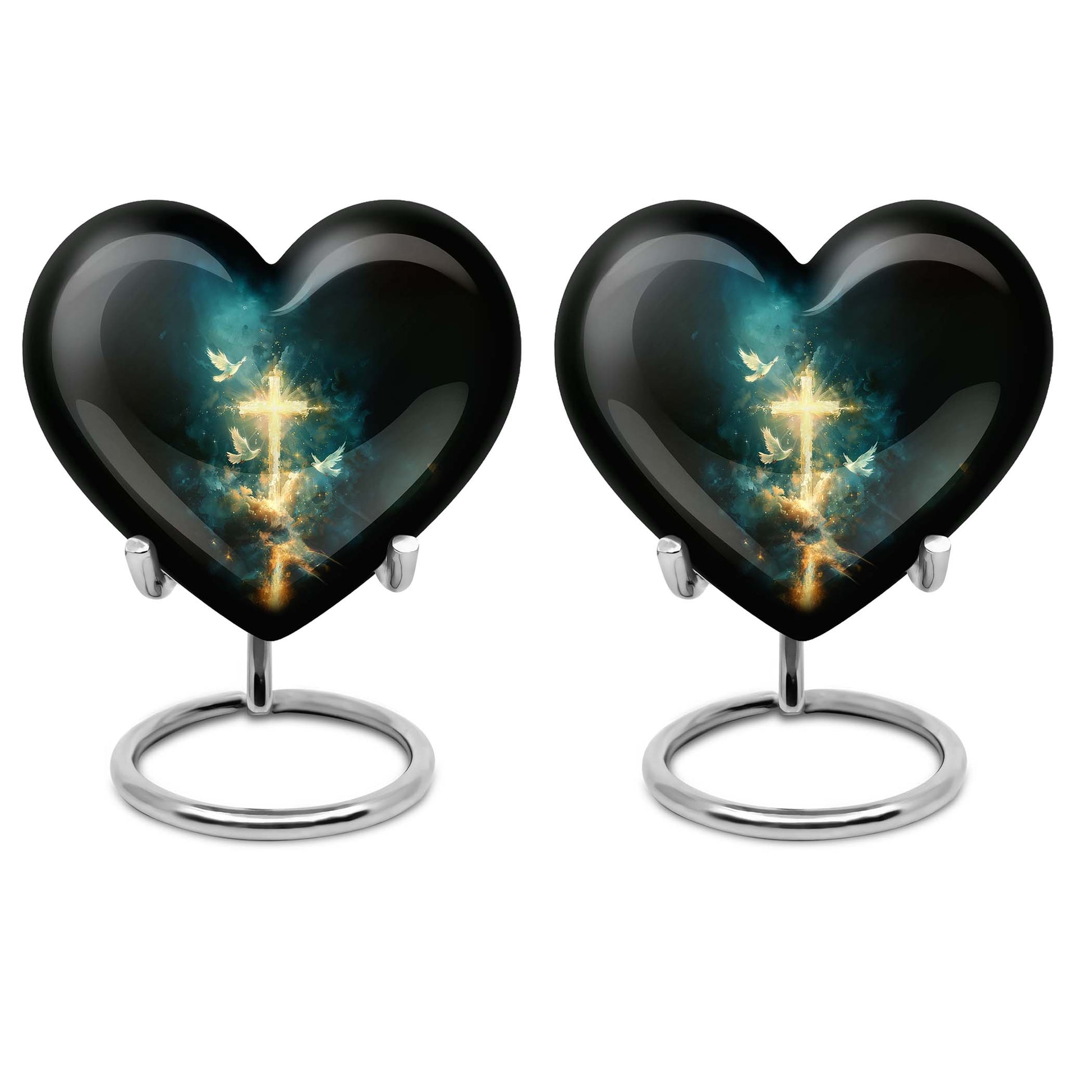 heart Urn featuring Aurora Borealis 