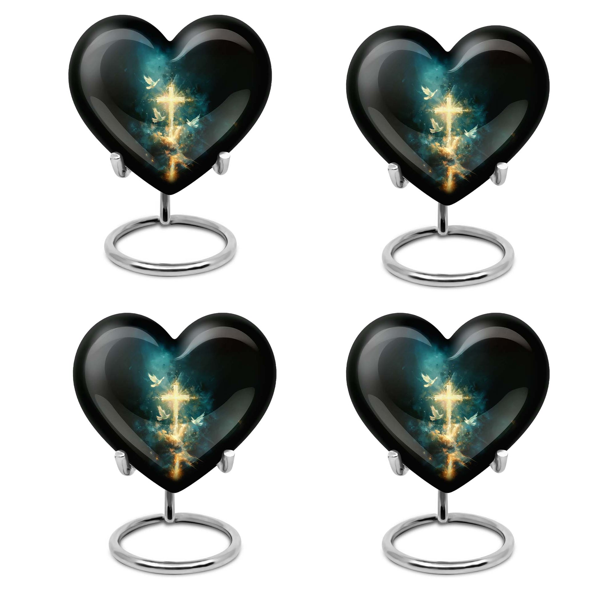 heart Urn featuring Aurora Borealis 