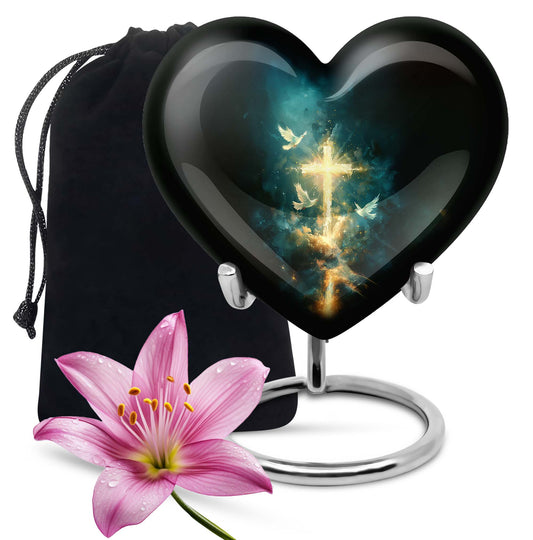 heart Urn featuring Aurora Borealis 