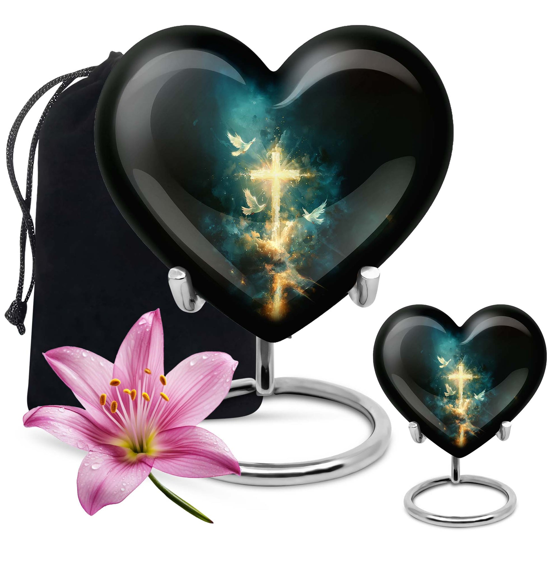 heart Urn featuring Aurora Borealis 