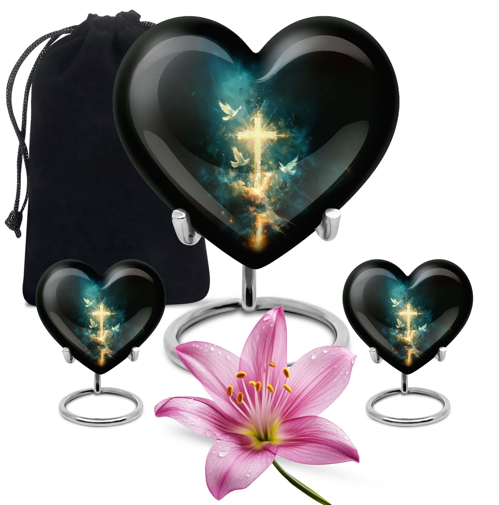 heart Urn featuring Aurora Borealis 