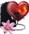 10-inch Heart-shaped Aurora Borealis design cross urn for human ashes with engraving option