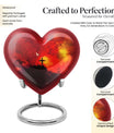 10-inch Heart-shaped Aurora Borealis design cross urn for human ashes with engraving option