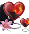 10-inch Heart-shaped Aurora Borealis design cross urn for human ashes with engraving option