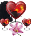 10-inch Heart-shaped Aurora Borealis design cross urn for human ashes with engraving option