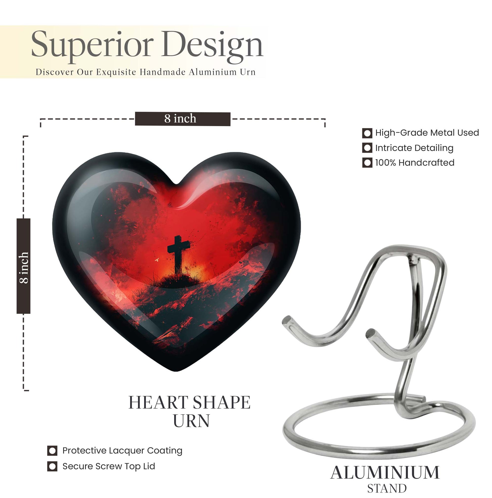 10-inch Heart Urn 