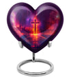 Heart-shaped cremation urn with Aurora Borealis theme for adult male ashes