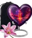 Heart-shaped cremation urn with Aurora Borealis theme for adult male ashes