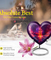 Heart-shaped cremation urn with Aurora Borealis theme for adult male ashes