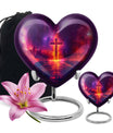 Heart-shaped cremation urn with Aurora Borealis theme for adult male ashes