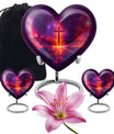 Heart-shaped cremation urn with Aurora Borealis theme for adult male ashes