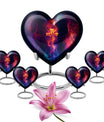 10-inch heart-shaped cross urn with Aurora Borealis 