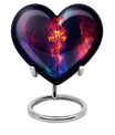 10-inch heart-shaped cross urn with Aurora Borealis 