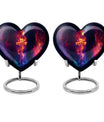 10-inch heart-shaped cross urn with Aurora Borealis 