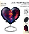 10-inch heart-shaped cross urn with Aurora Borealis 