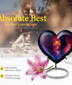 10-inch heart-shaped cross urn with Aurora Borealis 