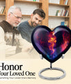 10-inch heart-shaped cross urn with Aurora Borealis 