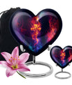 10-inch heart-shaped cross urn with Aurora Borealis 