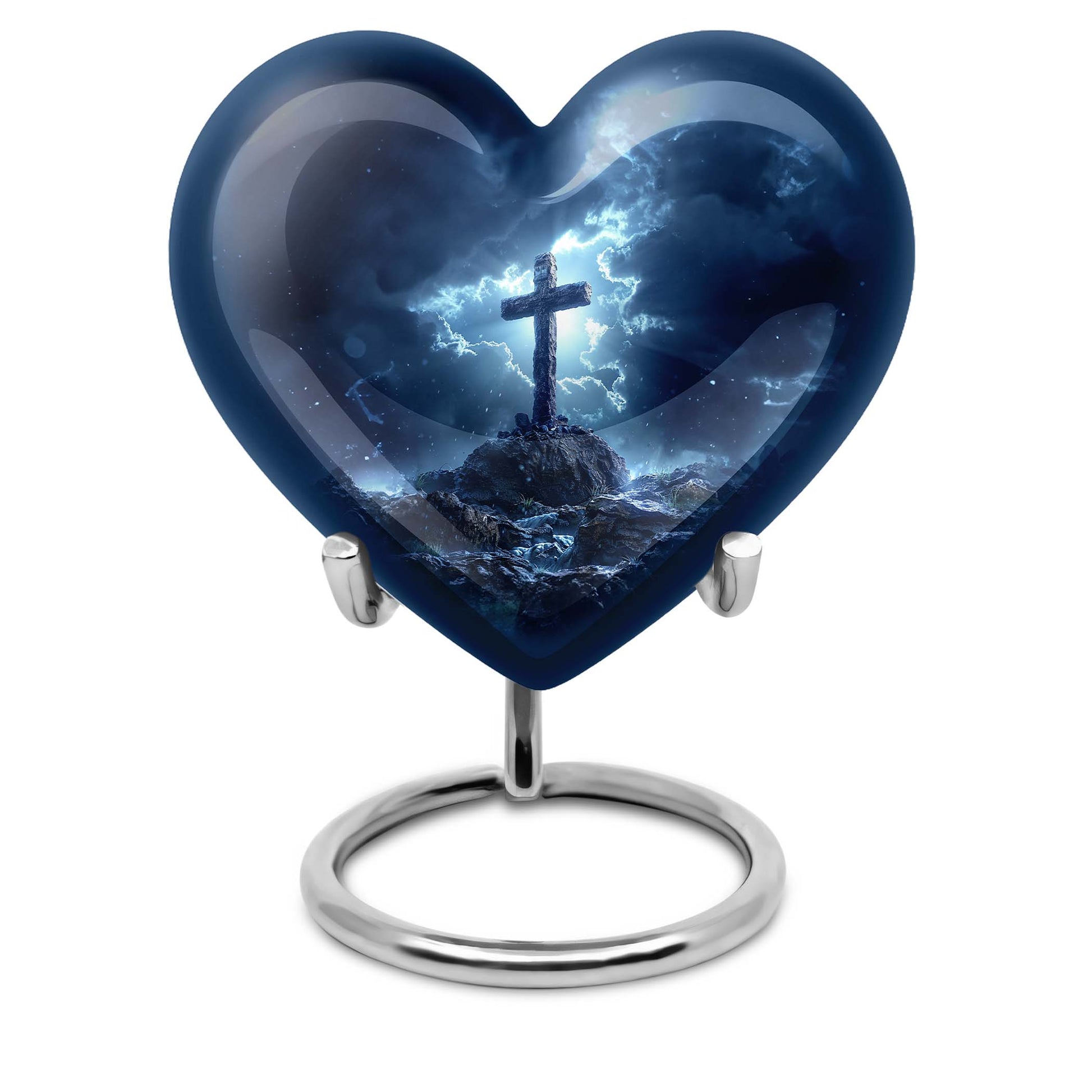 heart-shaped cross urn