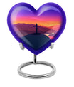 10-inch Heart-shaped Cross Urn for Dad, includes velvet pouch, customizable for memorials